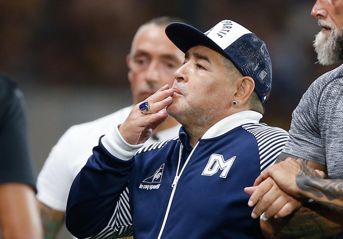 Diego Armando Maradona en 2020, como entrenador del club Gimnasia