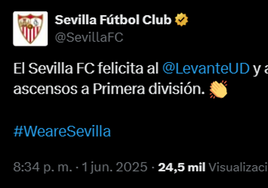 Tras el controvertido tuit dedicado a Maresca, el Sevilla felicita al Levante y al Elche