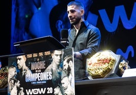Ilia Topuria, durante la rueda de prensa de WOW 20