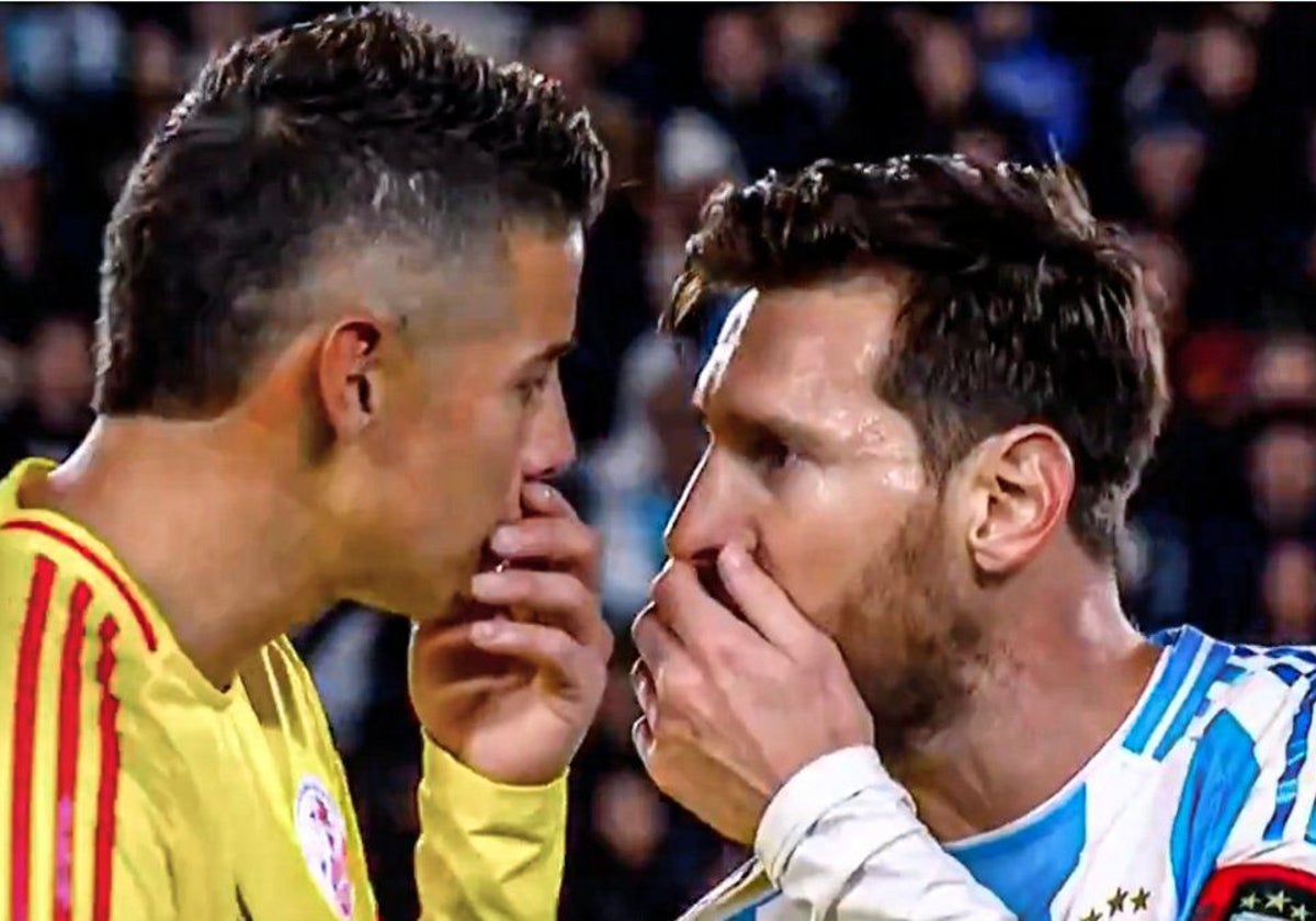 Momento del intercambio de palabras entre Messi y James Rodríguez