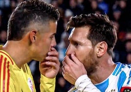 Momento del intercambio de palabras entre Messi y James Rodríguez