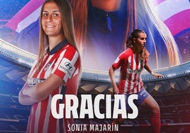 Mensaje de despedida a Sonia Manjarín publicado por el Atlético