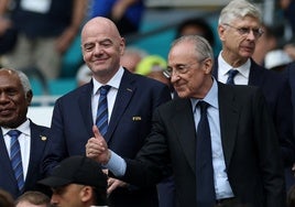 Florentino Pérez, en el Mundial de Clubes, junto a Gianni Infantino