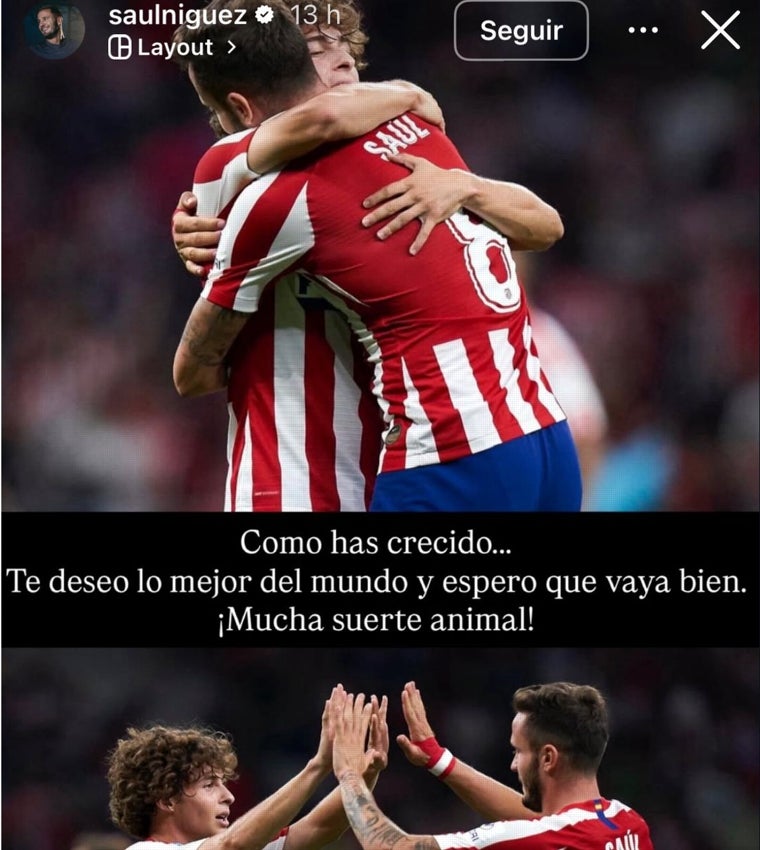 Saúl Ñíguez a Rodrigo Riquelme: «¡Mucha suerte animal!»