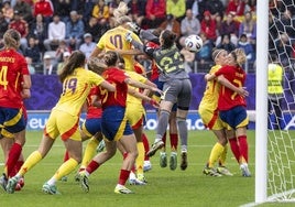 El primer gol de Bélgica ante España: cabezazo de Vanhaevermaet y salida en falso de Nanclares