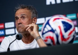 Luis Enrique, en la sala de prensa del MetLife