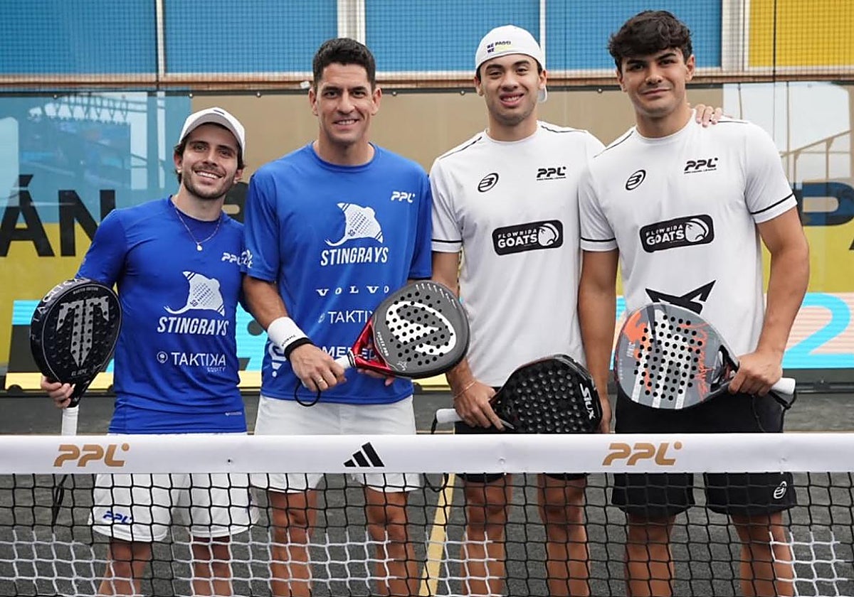 Lucas Bergamini, Maxi Sánchez, Leo Augsburger y Pablo Cardona antes de la disputa de la final.