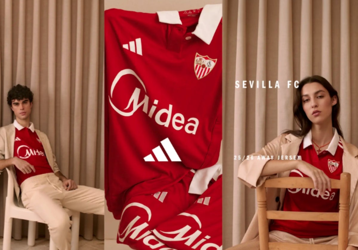 Imagen promocional de la web del Sevilla con su segunda camiseta