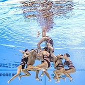 España, a pesar de un error, es de bronce con su 'locura' en la rutina de equipo libre