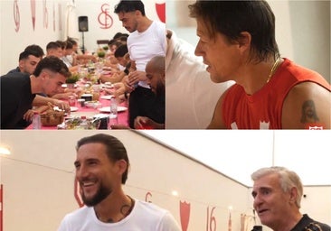 Imágenes de la cena de los sevillista en la ciudad deportiva
