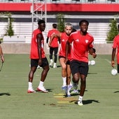Agoumé, en el entrenamiento de este miércoles