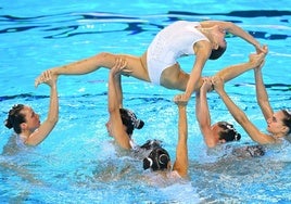 El equipo español, durante la final