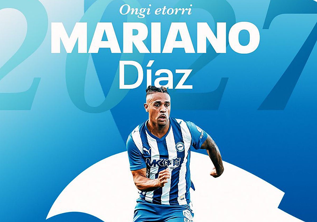 Imagen con la que el Alavés ha hecho oficial el fichaje de Mariano Díaz por dos temporadas