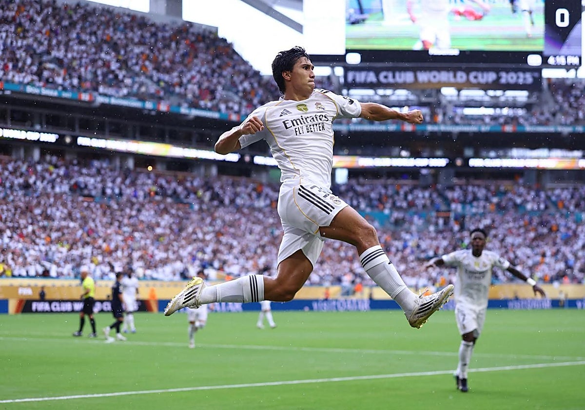Gonzalo, tras marcar uno de sus goles en el Mundial de clubes