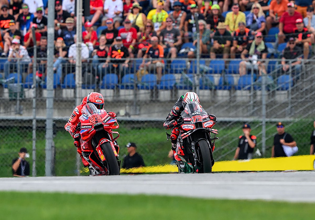 Márquez, en el adelantamiento a Bezzecchi