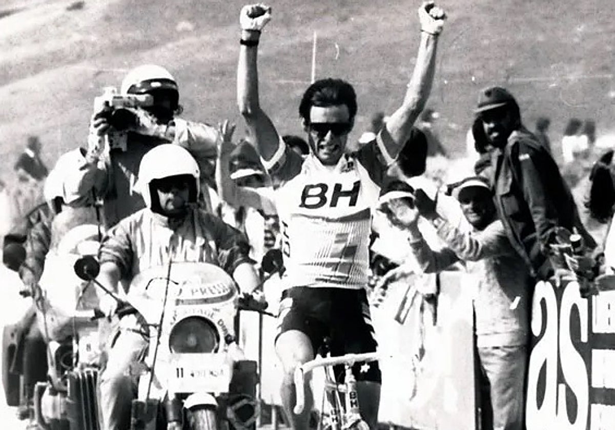 Lale  Cubino, venciendo en Cerler en la edición de la Vuelta de 198