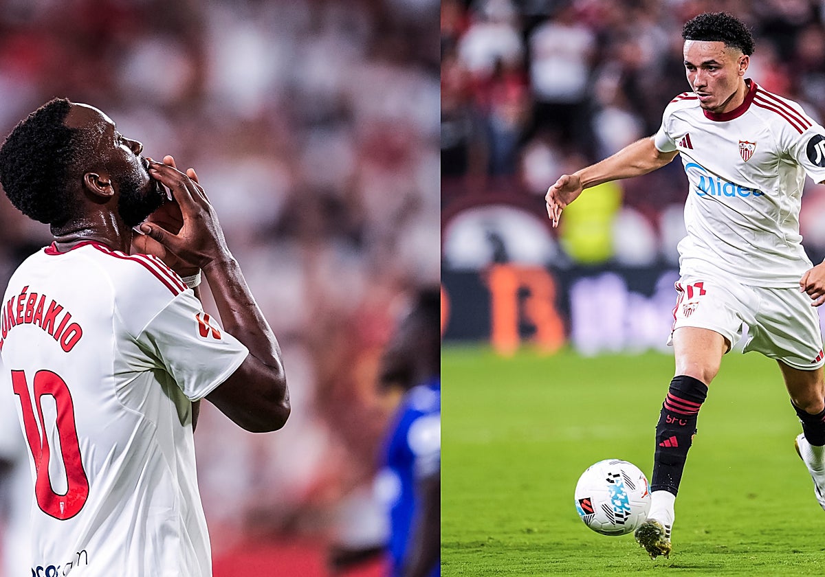 Dodi Lukebakio y Rubén Vargas, en el último partido con el Sevilla