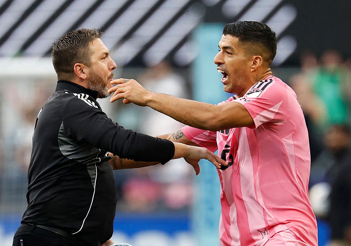 Luis Suárez durante los incidentes en la final de la Leagues Cup entre el Inter Miami y el Seattle Sounders