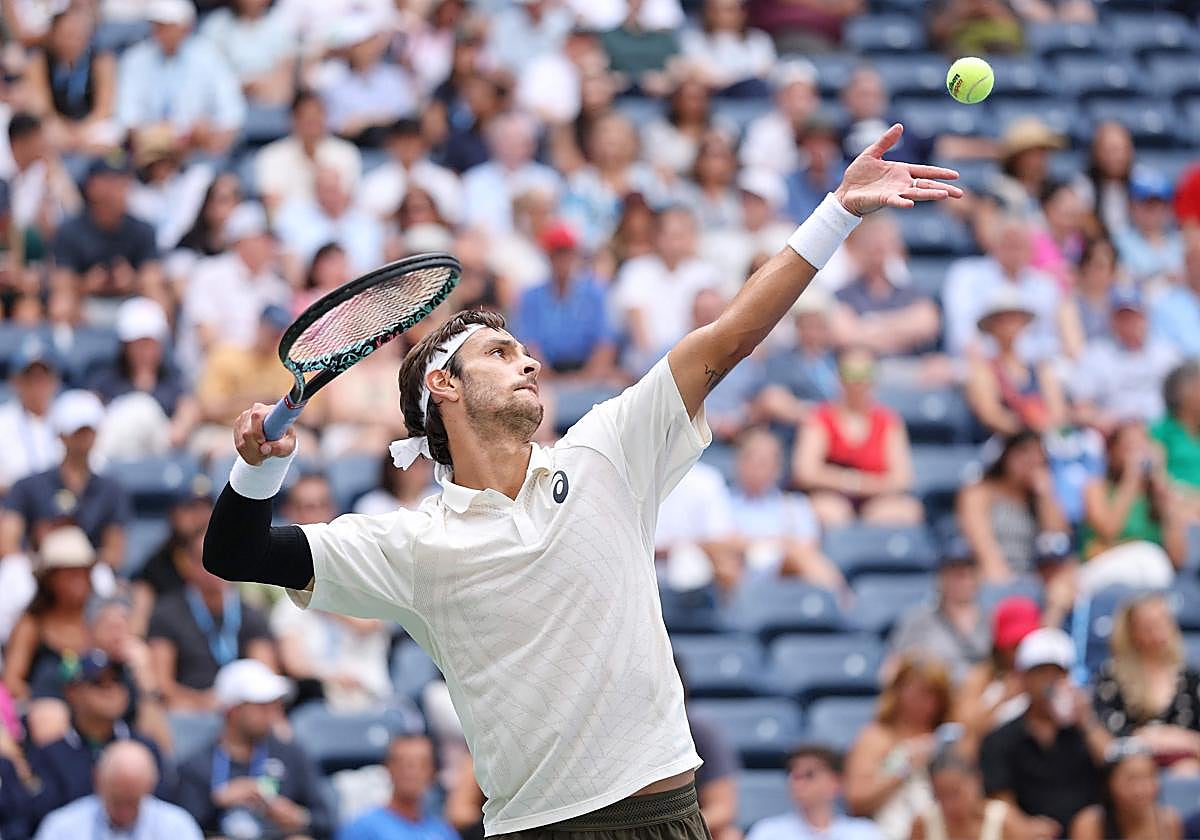 Jaume Munar, durante el encuentro con Lorenzo Musetti en el Abierto de EE.UU.