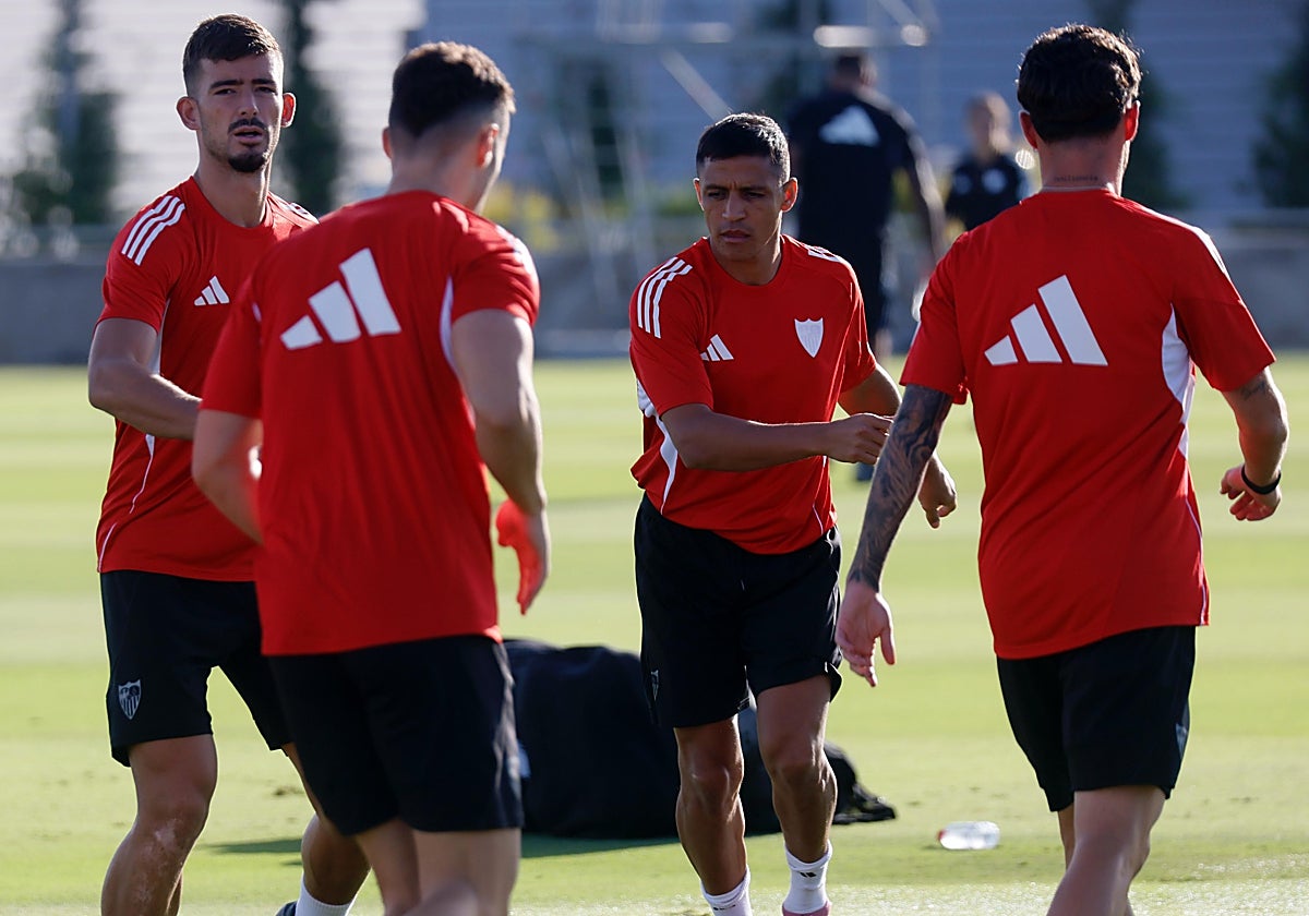 Alexis Sánchez, en el entrenamiento de este jueves