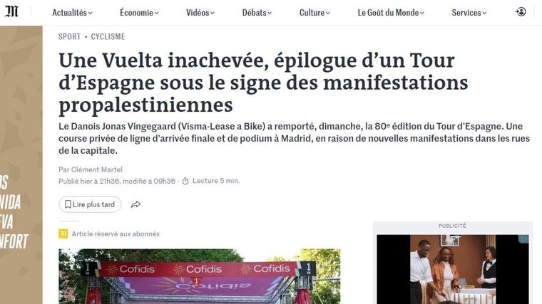Así se vio en el mundo el abrupto desenlace de La Vuelta: de la culpabiliad de Sánchez al «caos» y al «final escandaloso»