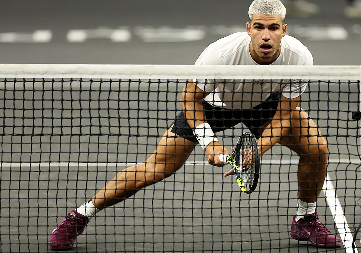 Alcaraz, durante su primer entrenamiento en el Chase Center