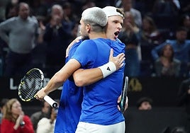 Europa se pone 3-1 en la Laver Cup tras el triunfo de Alcaraz y Mensik en dobles