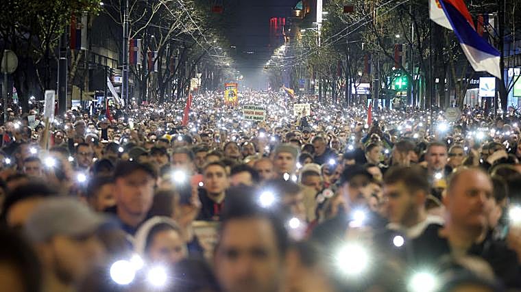 Protestas en Belgrado del pasado mes de marzo