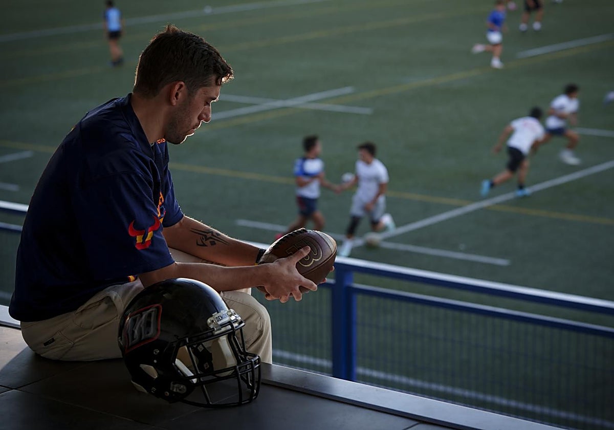 Sergio Condés, en el campo de los Black Demons de Las Rozas