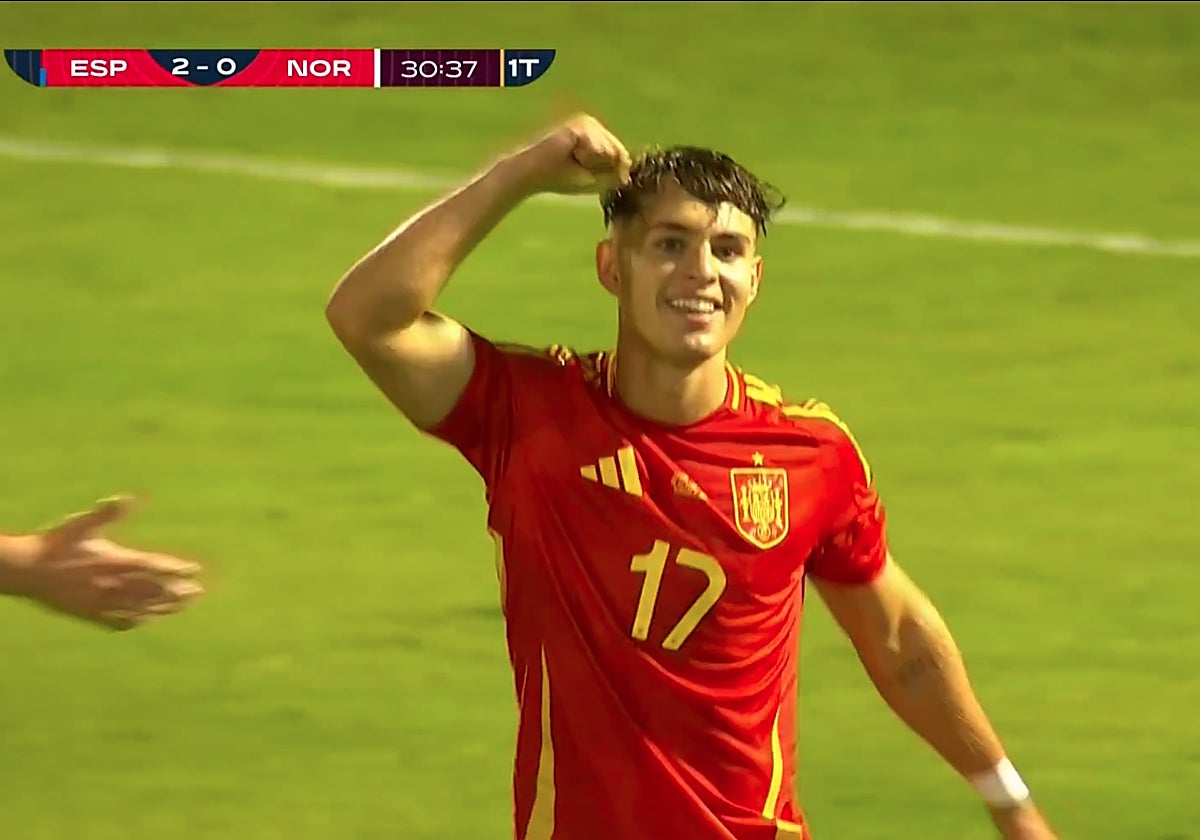 Ortiz celebra su gol ante Noruega sub 21