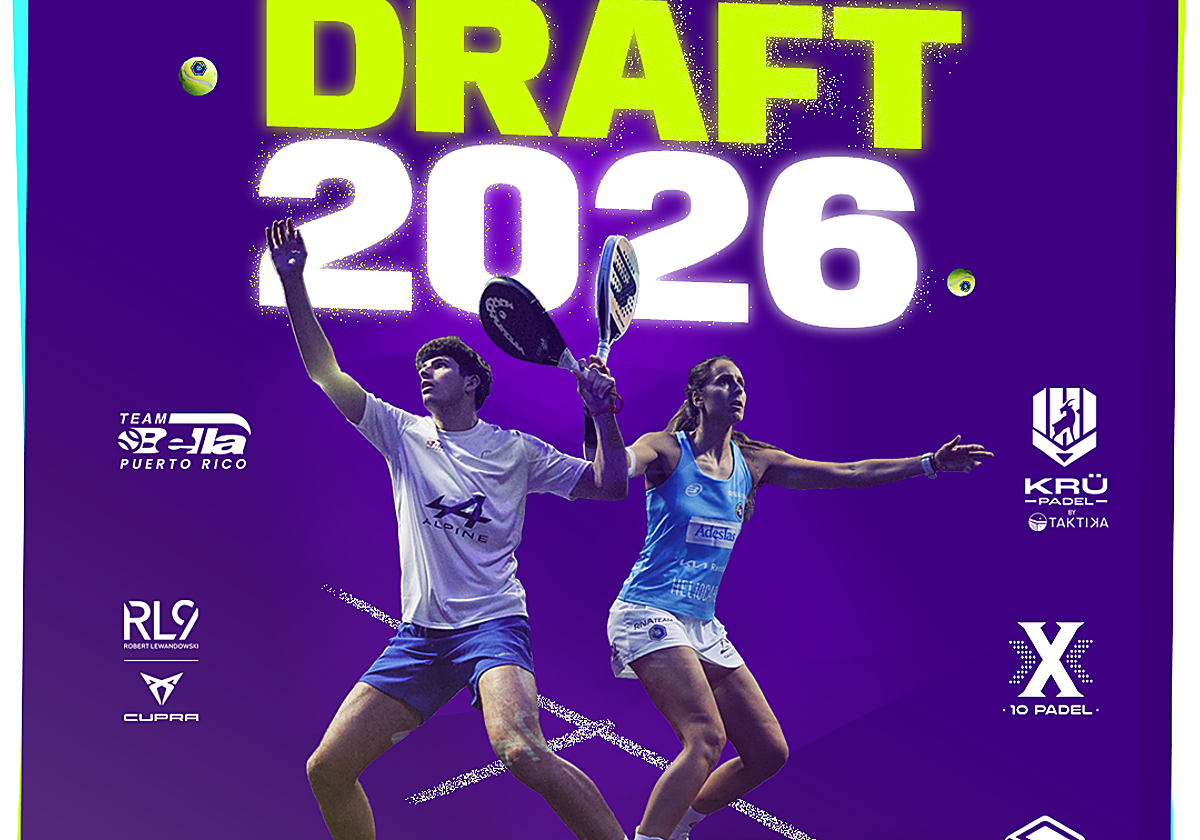 Arturo Coello y Gemma Triay en el cartel oficial del draft de la Hexagon Cup