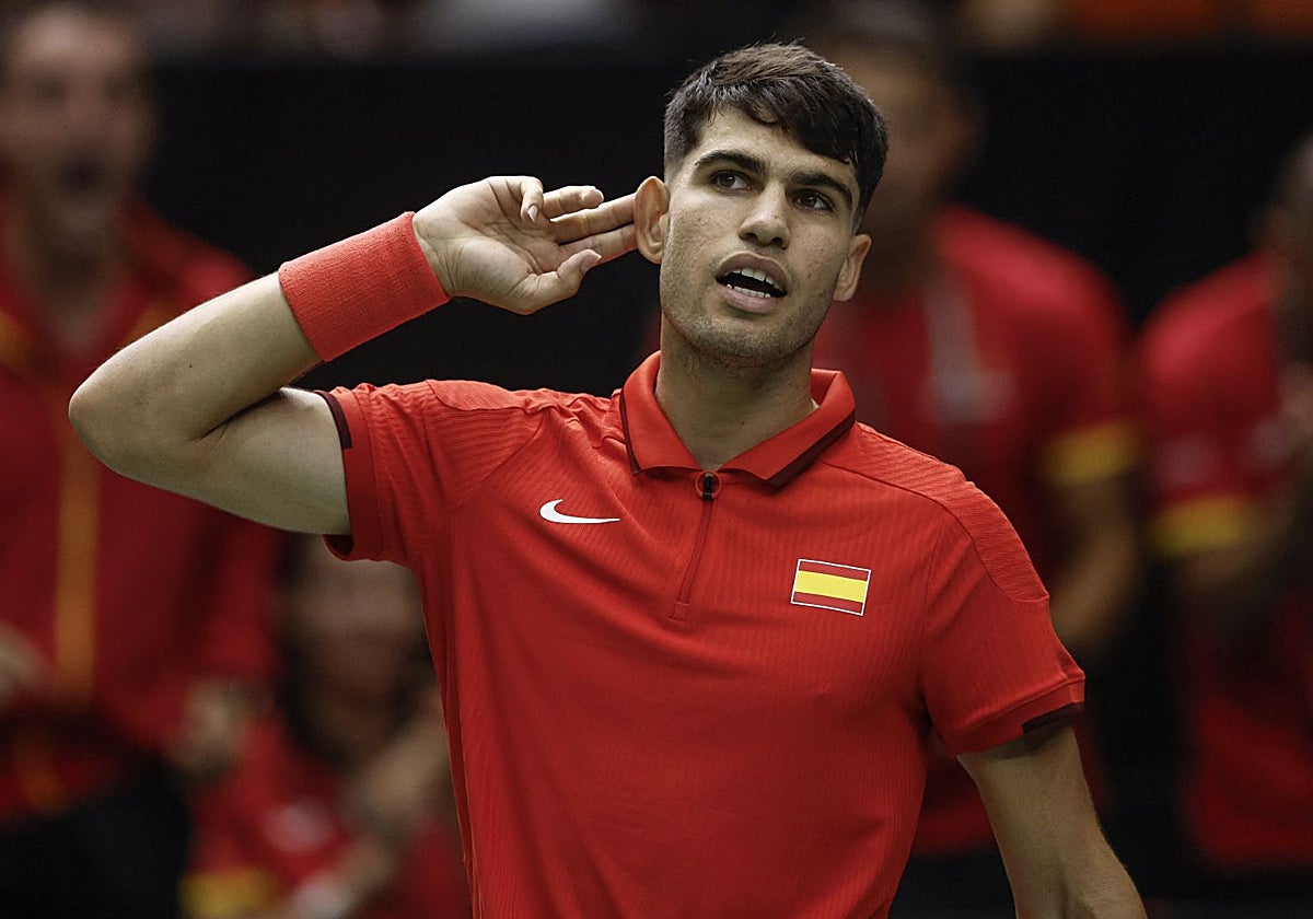 Carlos Alcaraz, en una eliminatoria de la Copa Davis
