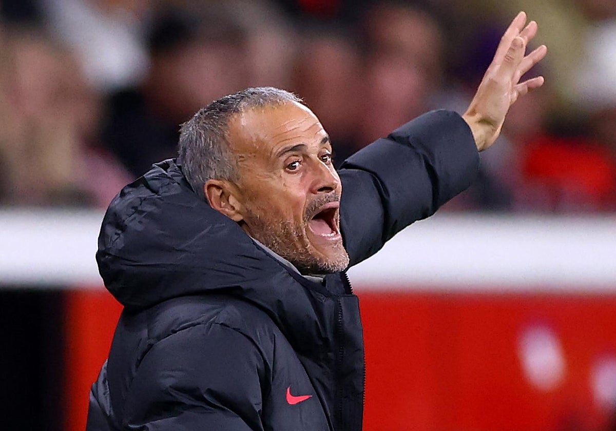 Luis Enrique, durante el partido del PSG en Leverkusen