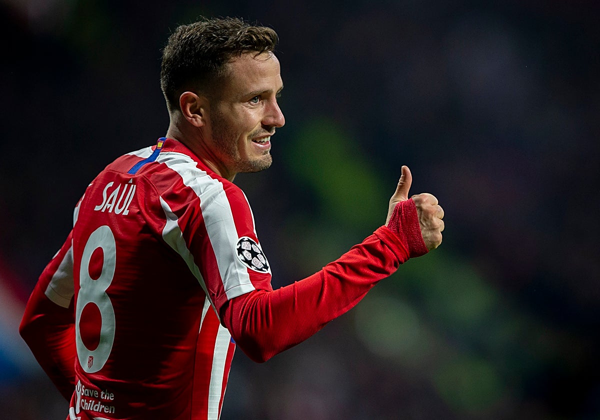 Saúl, en un partido de Champions con el Atlético de Madrid