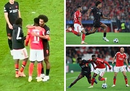Reencuentro 'sevillista' en la Champions: Lukebakio y Badé se funden en un abrazo tras el Benfica - Bayer Leverkusen
