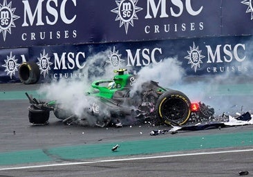 Estado en el que quedó el Sauber de Bortoleto tras el accidente