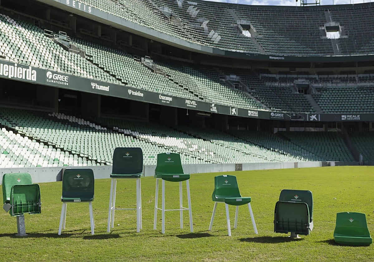 Anuncio del Real Betis de la venta de asientos y redes del Benito Villamarín
