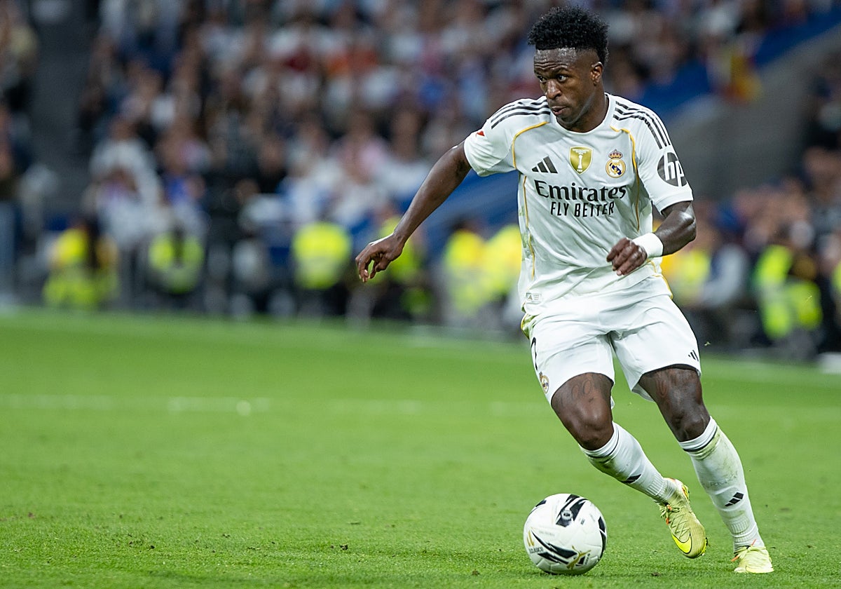 Vinicius en un partido en el Bernabéu