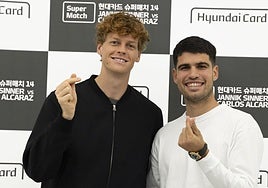 Alcaraz - Sinner: horario, canal de televisión y dónde ver online el partido de exhibición en Corea del Sur hoy