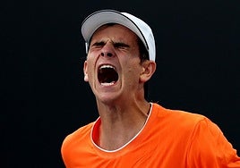 Rafa Jodar celebra su triunfo ante Sakamoto