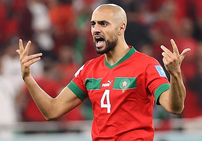 Sofyan Amrabat, en un partido con la selección de Marruecos