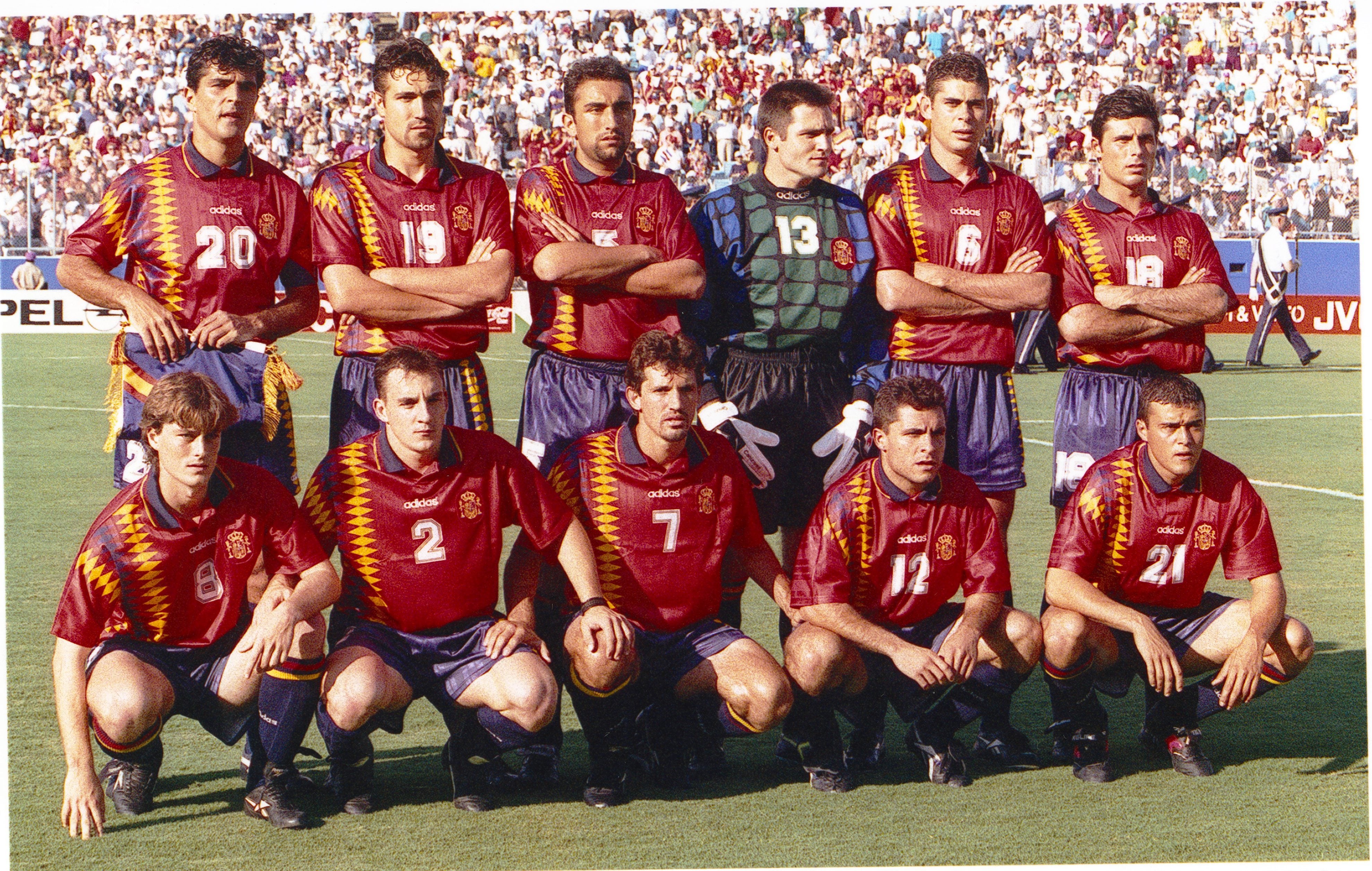 La alineación de la selección española en su estreno en el Mundial de EE.UU., ante Corea del Sur, el 17 de junio de 1994