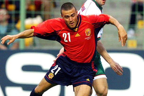 Luis Enrique en un instante del encuentro contra Bulgaria, en Lens, el 24 de junio de 1998