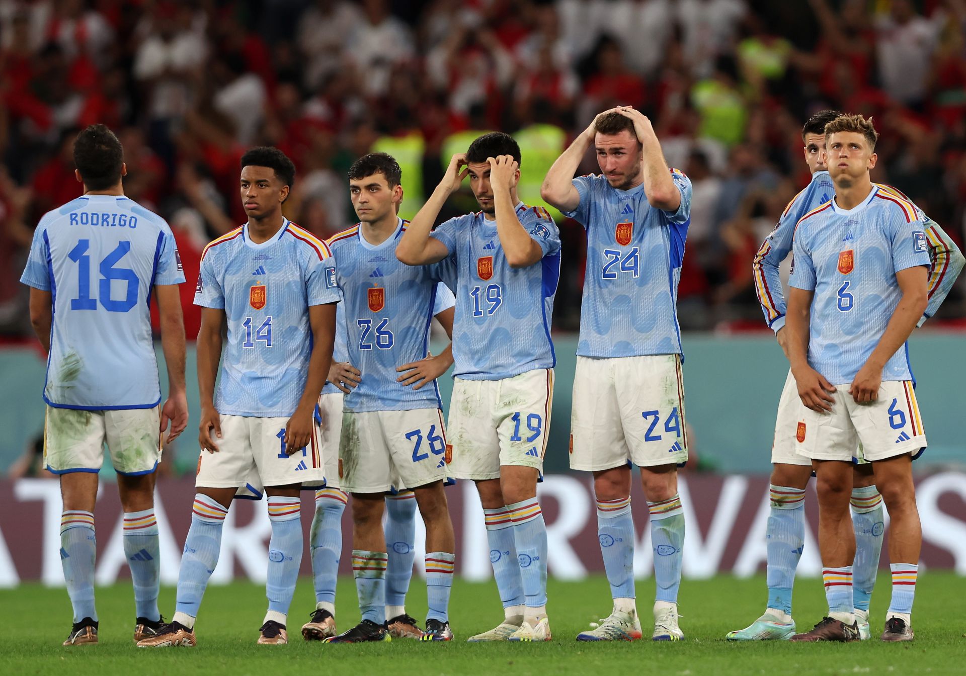Jugadores de la selección durante la tanda de penaltis contra Marruecos, en octavos de final, durante el Mundial de Qatar, el 6 de diciembre de 2022