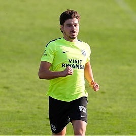 Julián Álvarez, durante un entrenamiento.
