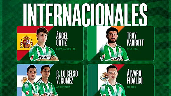Así es el calendario de los internacionales del Betis en este parón de selecciones