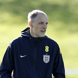 Tuchel, durante un entrenamiento de Inglaterra antes del duelo contra España