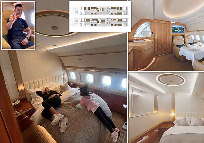 Interior del avión de Cristiano.