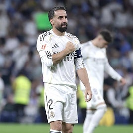 Carvajal, durante uno de sus últimos partidos con el Real Madrid