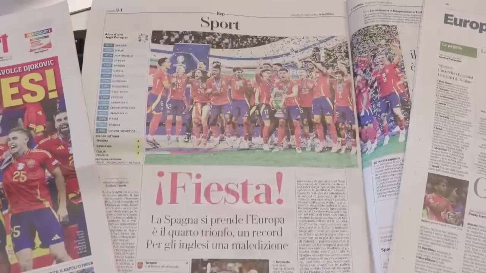 La prensa italiana destaca el triunfo de España en la Eurocopa